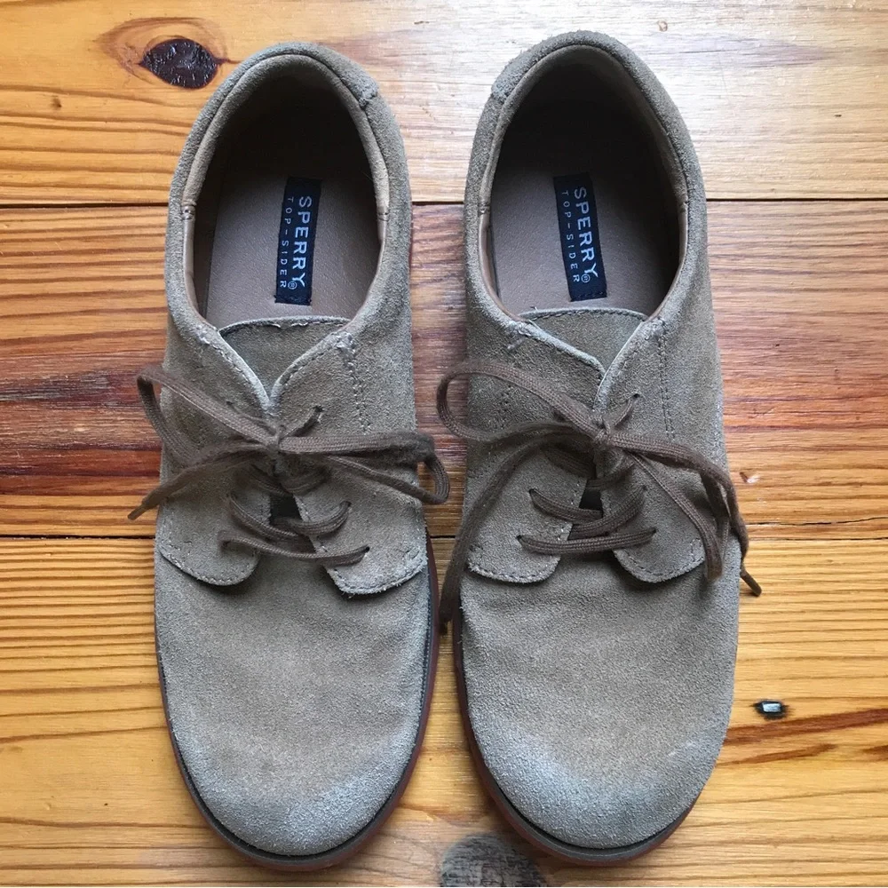 Sperry Tan Beige Suede Sneakers, EUC, 5.5 M 38 W - Picture 4 of 10